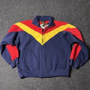 VTG 90s Charter Club Colorblock Zip Sweatshirt Jacket Mens Sm Blue Red Yellow